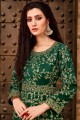 Dark green Silk and taffeta Anarkali Suits