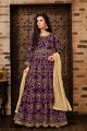 Purple Silk and taffeta Anarkali Suits