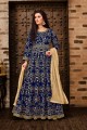 Royal blue Silk and taffeta Anarkali Suits