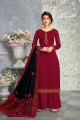 Maroon Georgette and silk Palazzo Suits