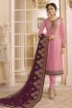 Baby pink Georgette and satin Churidar Suits