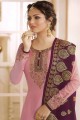 Baby pink Georgette and satin Churidar Suits