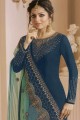 Blue Georgette and satin Churidar Suits