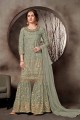 Pastle green Net Palazzo Suits