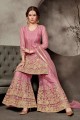 Pink Net Palazzo Suits