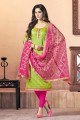 Light green Banarsi jacquard Churidar Suits