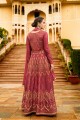 Dark pink Art silk Anarkali Suits