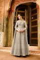 Light grey Art silk Anarkali Suits