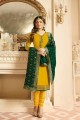 Indian Ethnic Yellow Satin georgette Churidar Suits