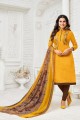 Musturd yellow Silk Churidar Suits