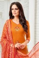 Orange Silk Churidar Suits