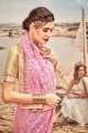 Pink Net and lycra  saree