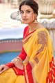 Yellow,red Georgette  saree