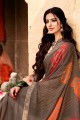 Traditional Grey Georgette saree