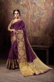 Purple Cotton and silk  saree