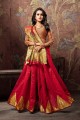 Snazzy Red Cotton and silk saree