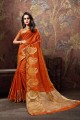 Sassy Orange Cotton and silk saree