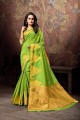 Stylish Green Cotton and silk saree
