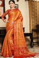 Beautiful Orange Art silk saree