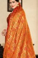 Beautiful Orange Art silk saree