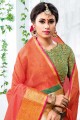 Dashing Orange Cotton and silk saree
