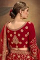 Excellent Velvet Lehenga Choli in Red