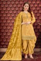 Yellow Art silk Patiala Suits