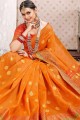Enticing Orange Cotton and silk saree