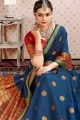 Ravishing Blue Cotton and silk saree