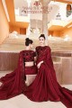 Gorgeous Maroon Georgette and silk saree