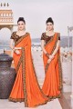 Voguish Orange Silk saree