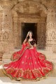 Traditional Crimson red Georgette and silk saree