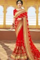 Alluring Indian Red Georgette saree