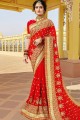 New Indian Red Georgette saree