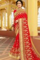 Enticing Red Georgette saree