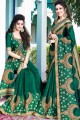 Classy Pine green Satin and silk saree