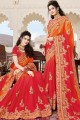Orange,red Silk saree
