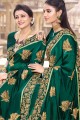 Modish Dark green Satin and silk saree
