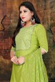 Parrot green Art silk Churidar Suits