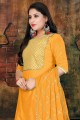 Musturd yellow Art silk Churidar Suits