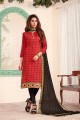 Red Art silk Churidar Suits