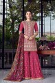 Dark pink Silk Sharara Suits