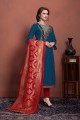 Indian Ethnic Blue Cotton Churidar Suits