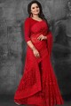 Attractive Red Net saree