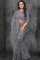 Stylish Grey Net saree