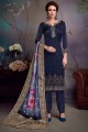 Navy blue Satin georgette Palazzo Suits