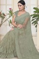 Pastel green Net  saree