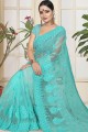 Splendid Turquoise blue Net saree