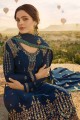 Blue Satin georgette Palazzo Suits