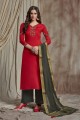 Red Silk Palazzo Suits